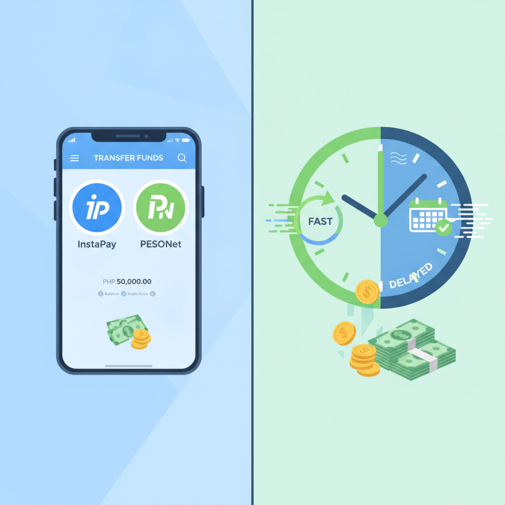 Illustration: Power Win Bank Transfer Cashout: InstaPay vs PESONet for Philippines Players